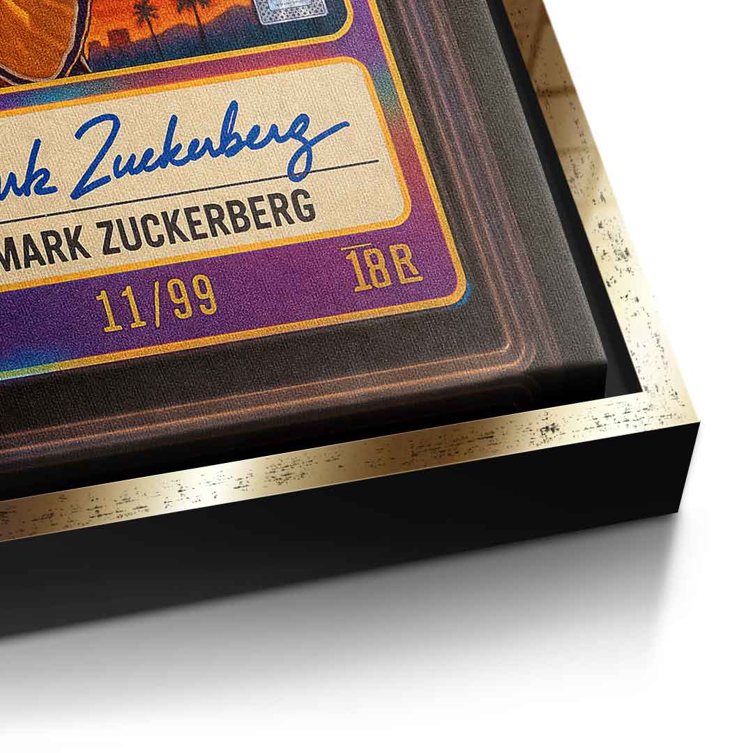 DOTCOMCANVAS Mark Zuckerberg Basketball Card Leinwandbild Detail Gold Rahmen