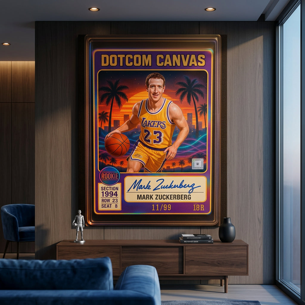 DOTCOMCANVAS Mark Zuckerberg Basketball Card Leinwandbild Raum Mockup