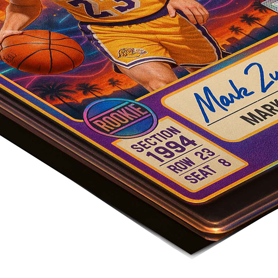 DOTCOMCANVAS Mark Zuckerberg Basketball Card Poster Eckdetail