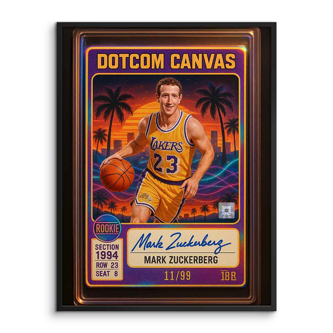 DOTCOMCANVAS Mark Zuckerberg Basketball Card Poster gerahmt Frontansicht