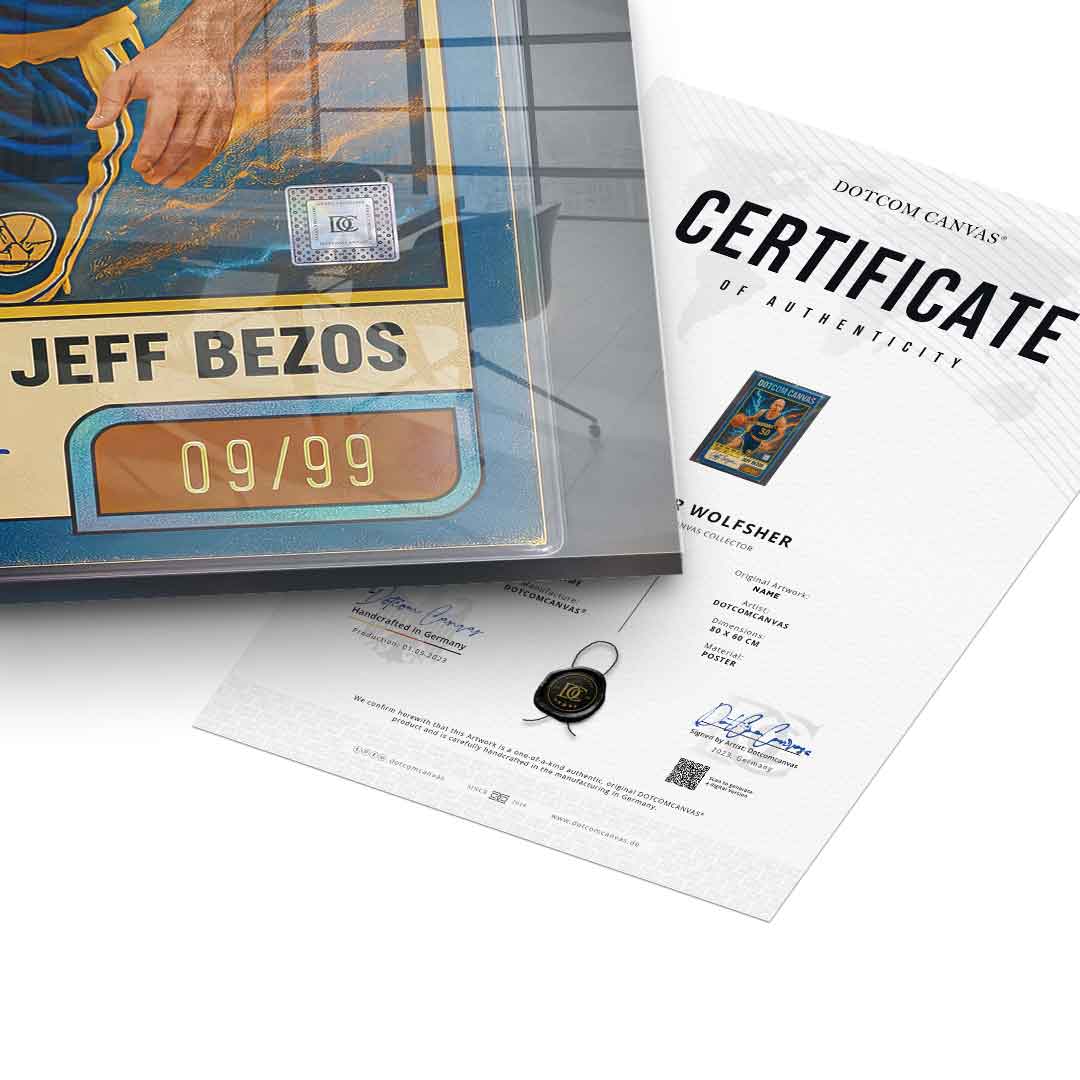 DOTCOMCANVAS® Jeff Bezos Basketball Card Acrylglasbild Echtheitszertifikat