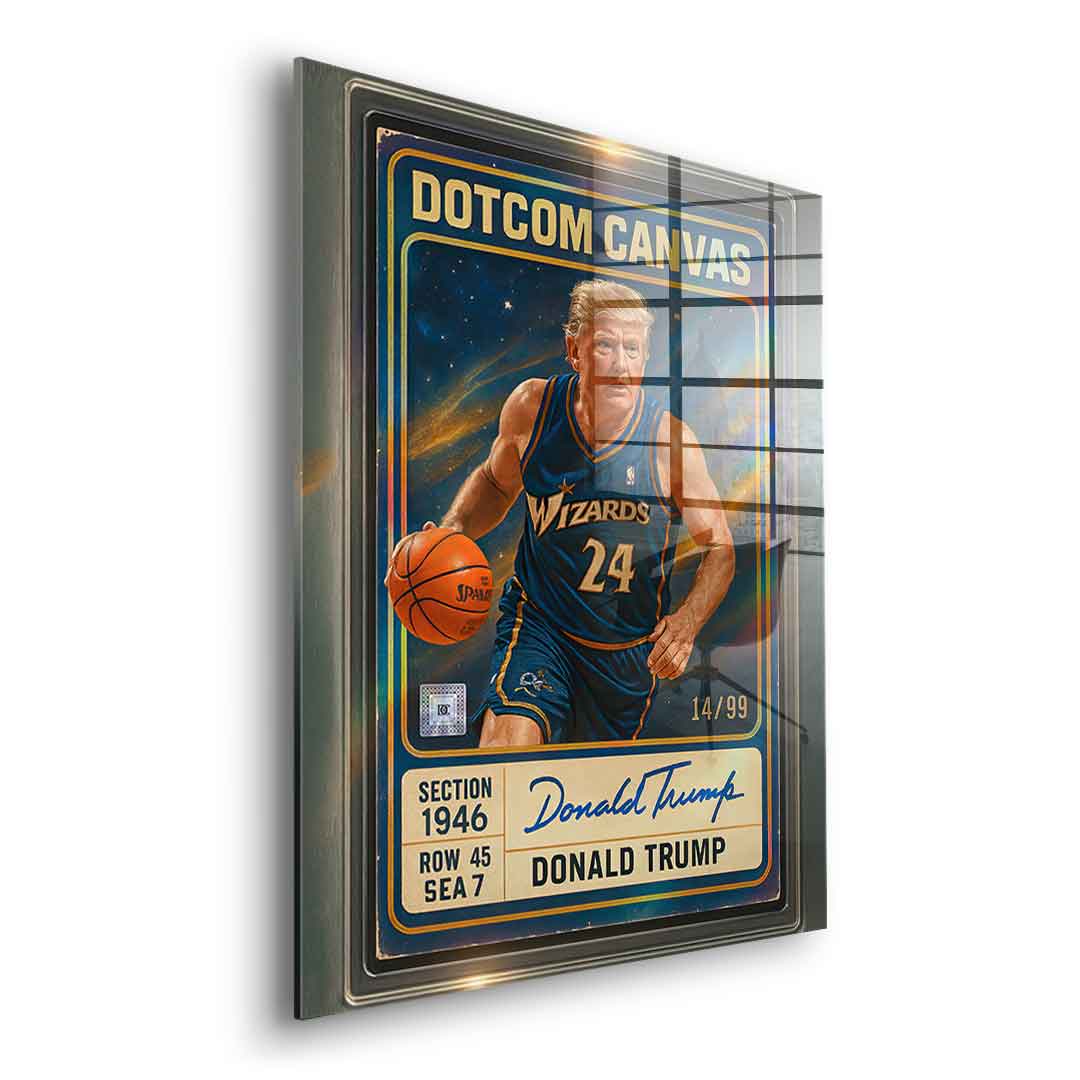 DOTCOMCANVAS Donald Trump Basketball Card Acrylglasbild - Ohne Rahmen Seitenansicht