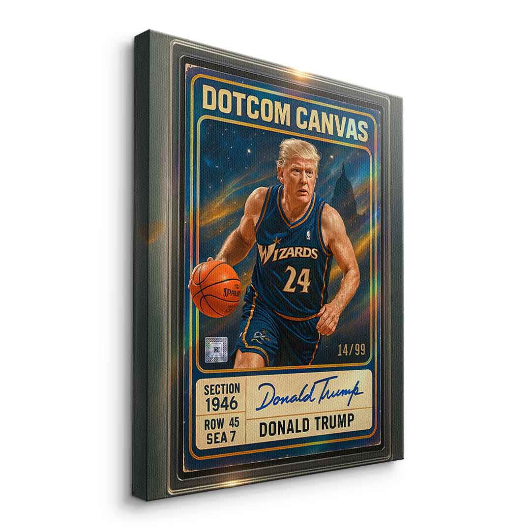 DOTCOMCANVAS Donald Trump Basketball Card Leinwandbild - Ohne Rahmen Seitenansicht