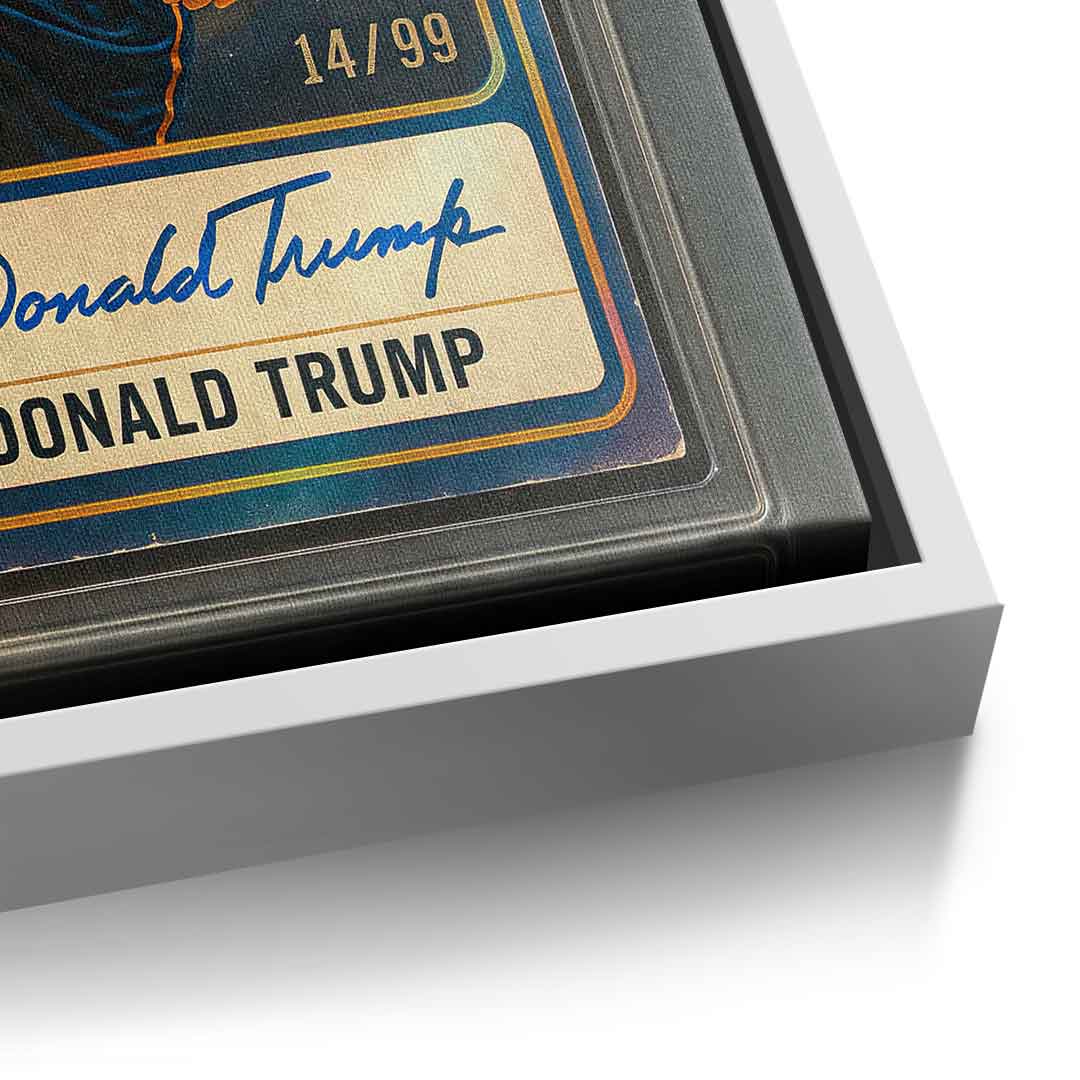 DOTCOMCANVAS Donald Trump Basketball Card Leinwandbild - Detail Weißer Rahmen