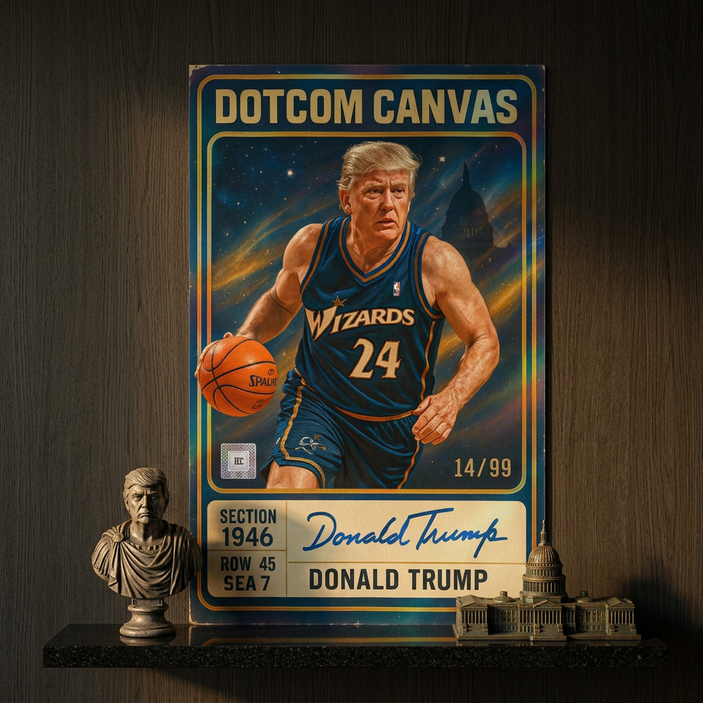 DOTCOMCANVAS Donald Trump Basketball Card Poster - Raum Mockup