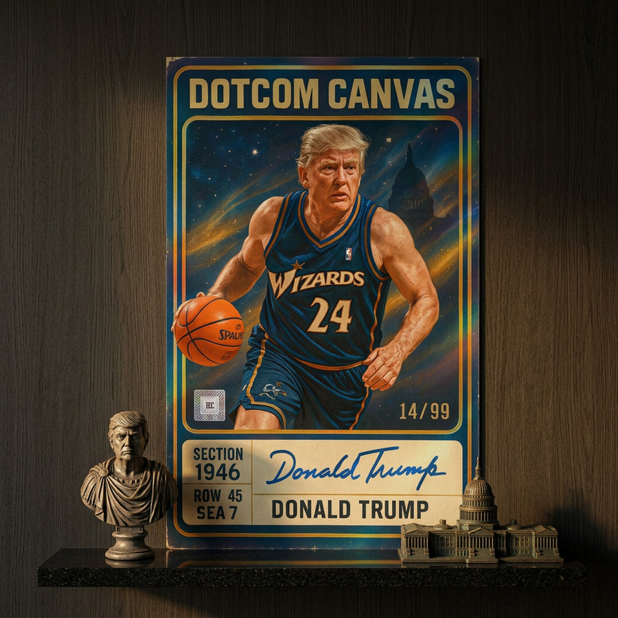 DOTCOMCANVAS Donald Trump Basketball Card Poster - Raum Mockup