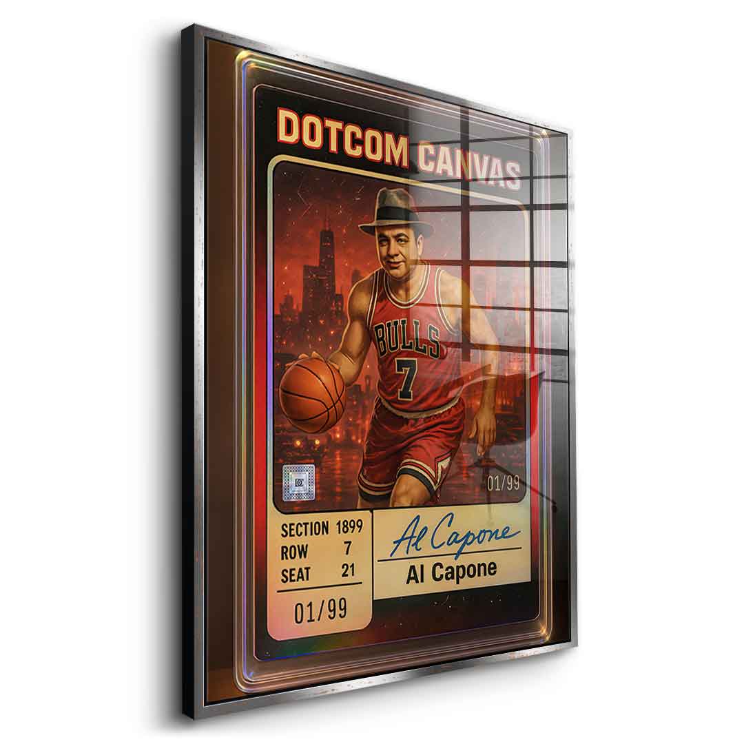 DOTCOMCANVAS Al Capone Basketball Card Acrylglasbild Seitenansicht Gold Rahmen
