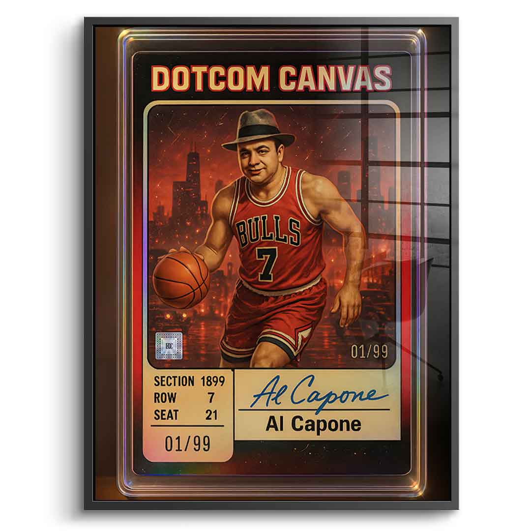 DOTCOMCANVAS Al Capone Basketball Card Acrylglasbild Front Schwarz Rahmen