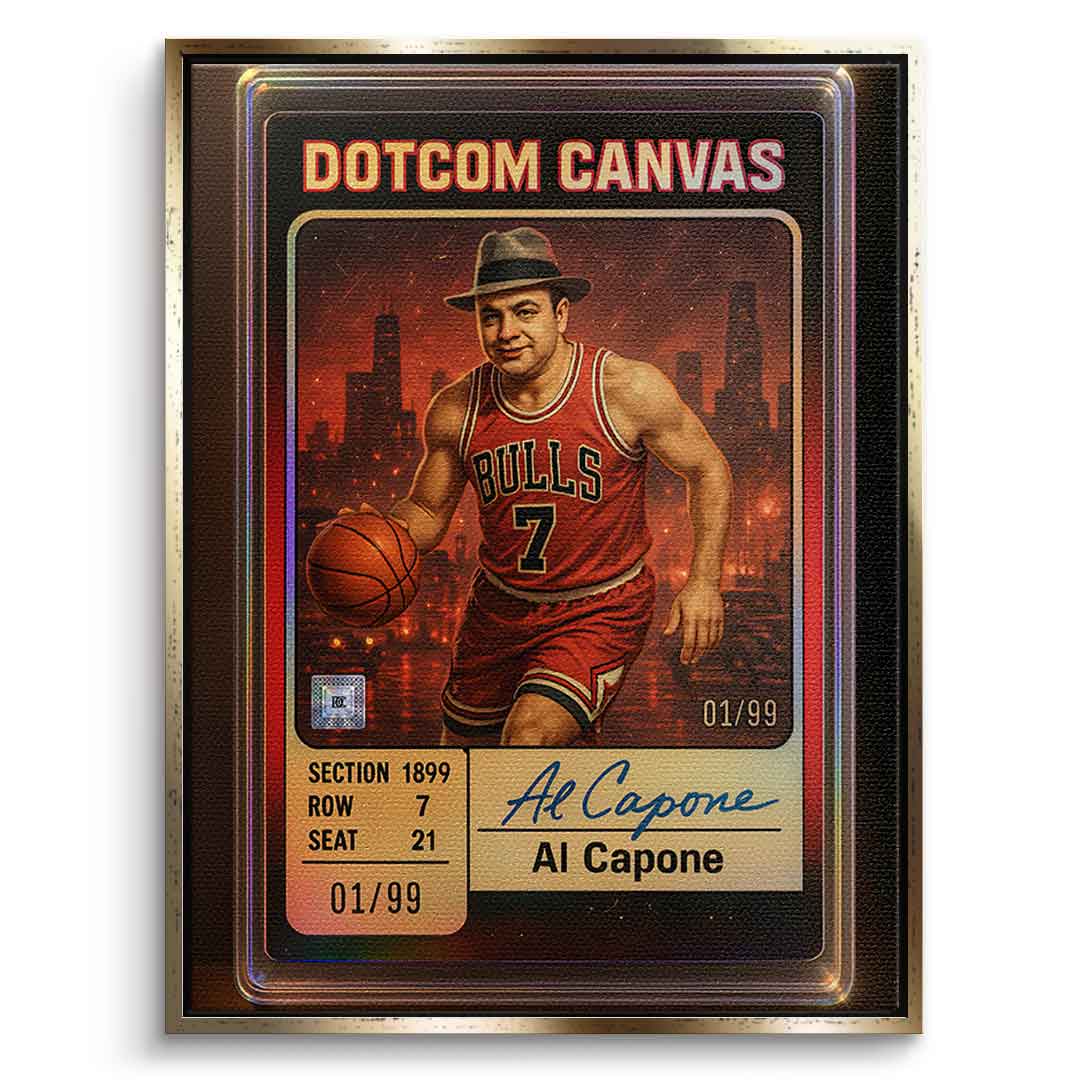 DOTCOMCANVAS Al Capone Basketball Card Leinwandbild Front Gold Rahmen