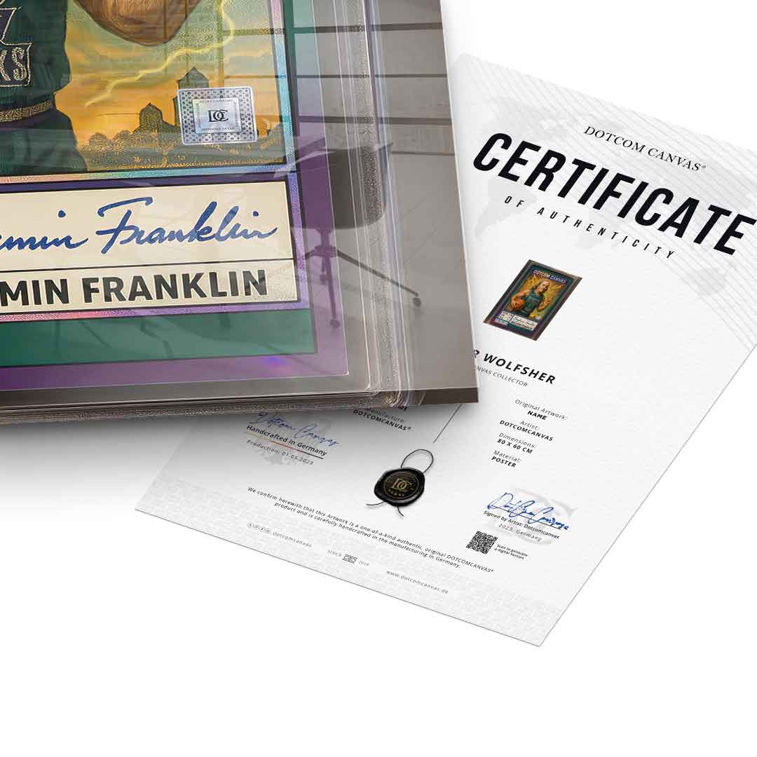 DOTCOMCANVAS® Benjamin Franklin Basketball Card Acrylglasbild Echtheitszertifikat