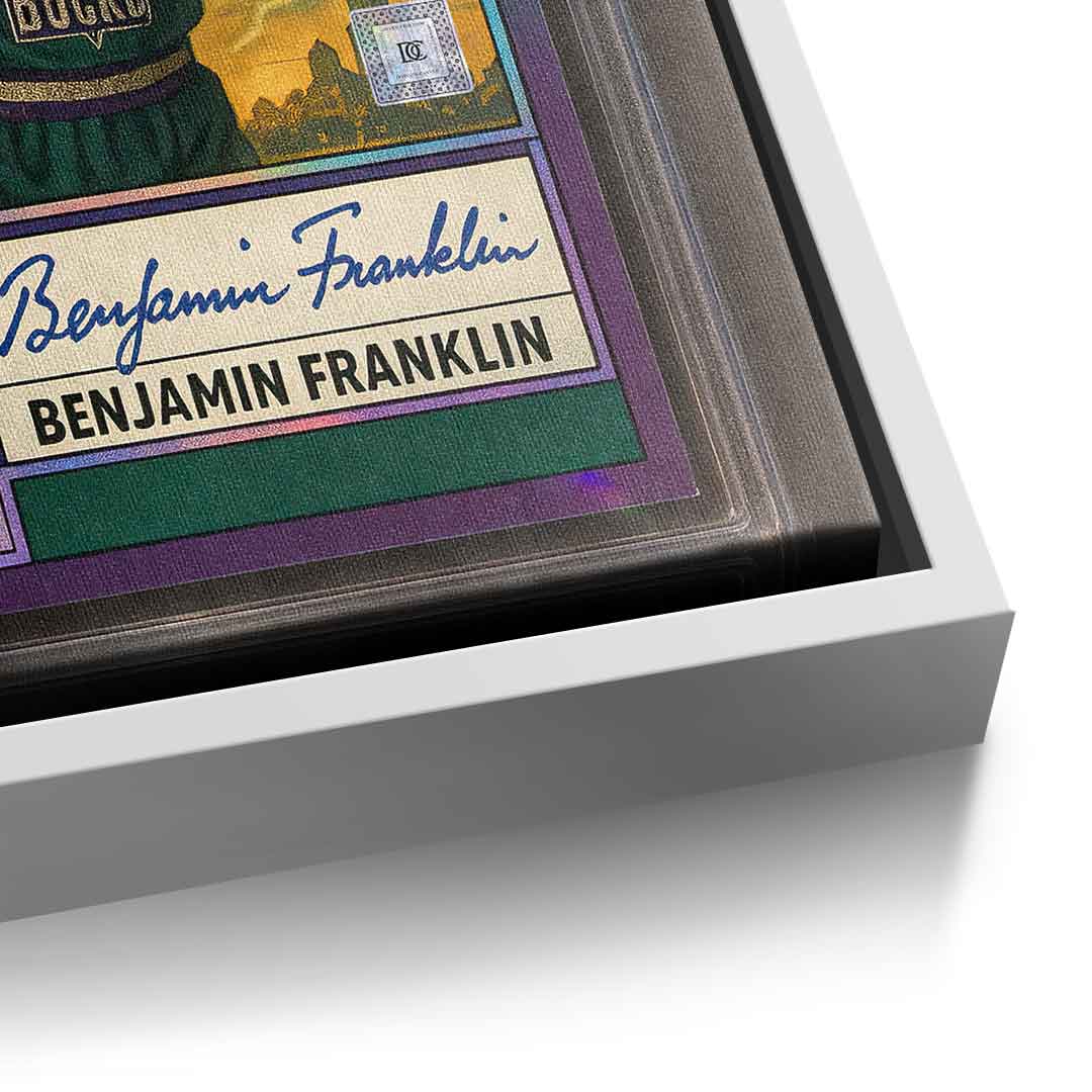 DOTCOMCANVAS® Benjamin Franklin Basketball Card Leinwandbild Detailansicht weißer Rahmen