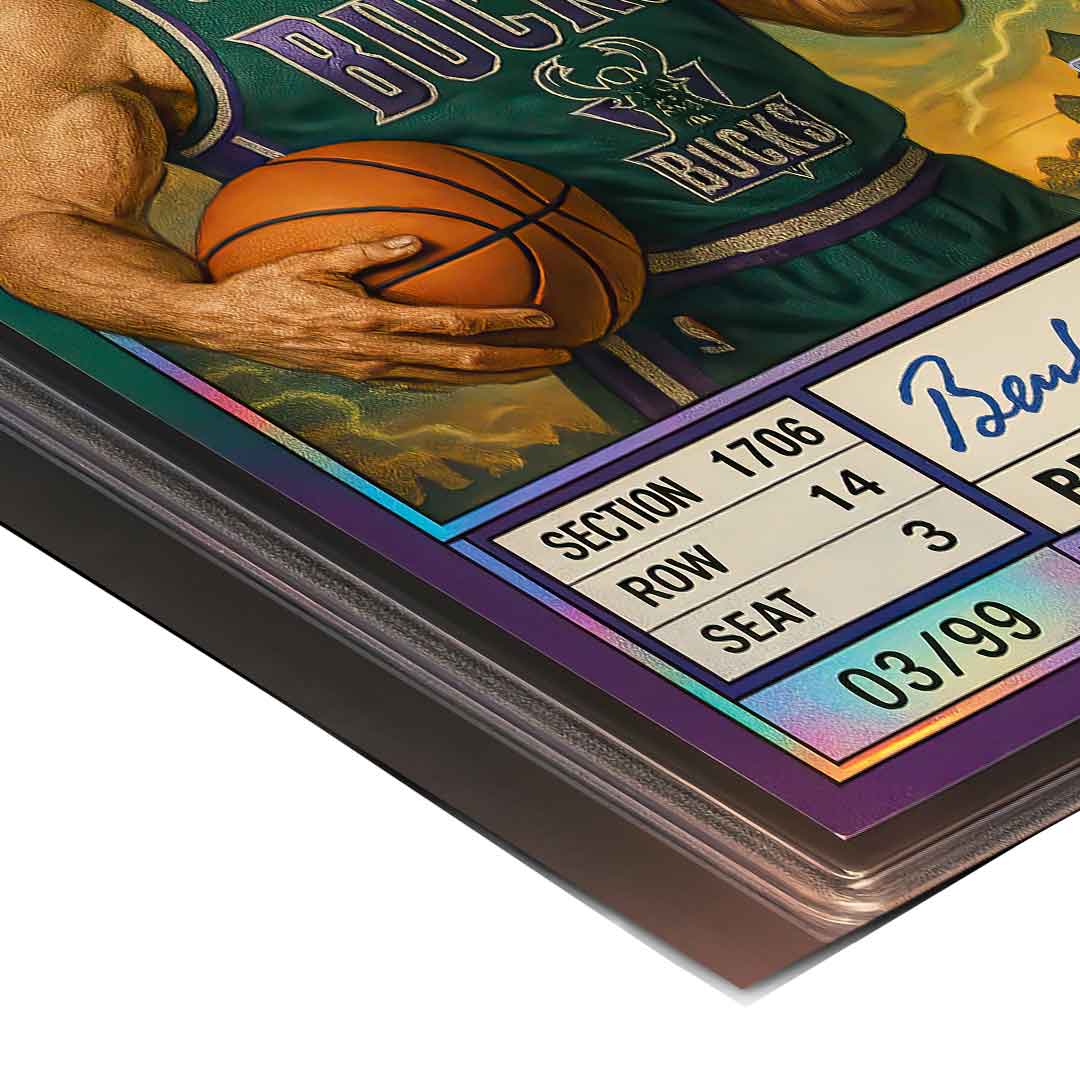 DOTCOMCANVAS® Benjamin Franklin Basketball Card Poster Eck-Detailansicht