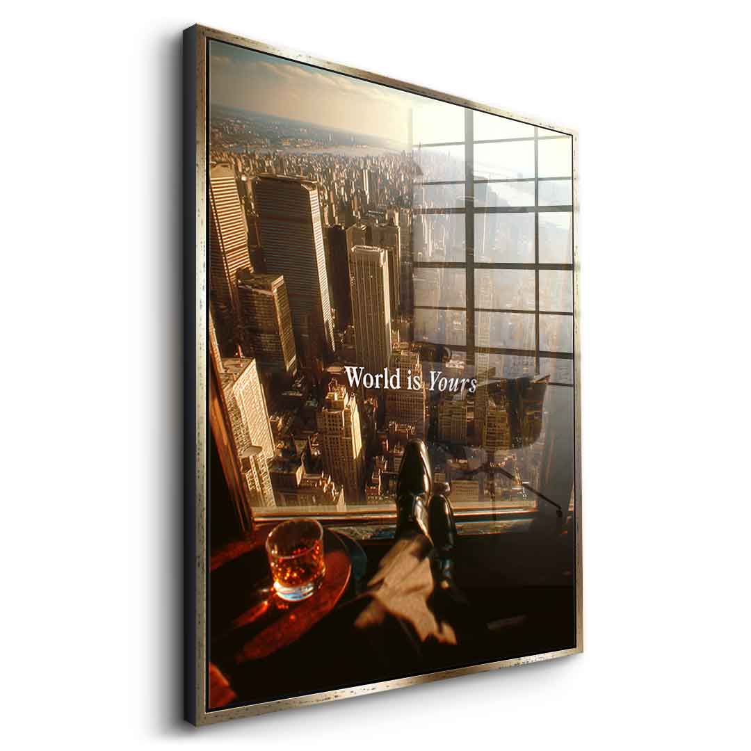 DOTCOMCANVAS World is Yours Acrylglas Silber Rahmen Seitenansicht