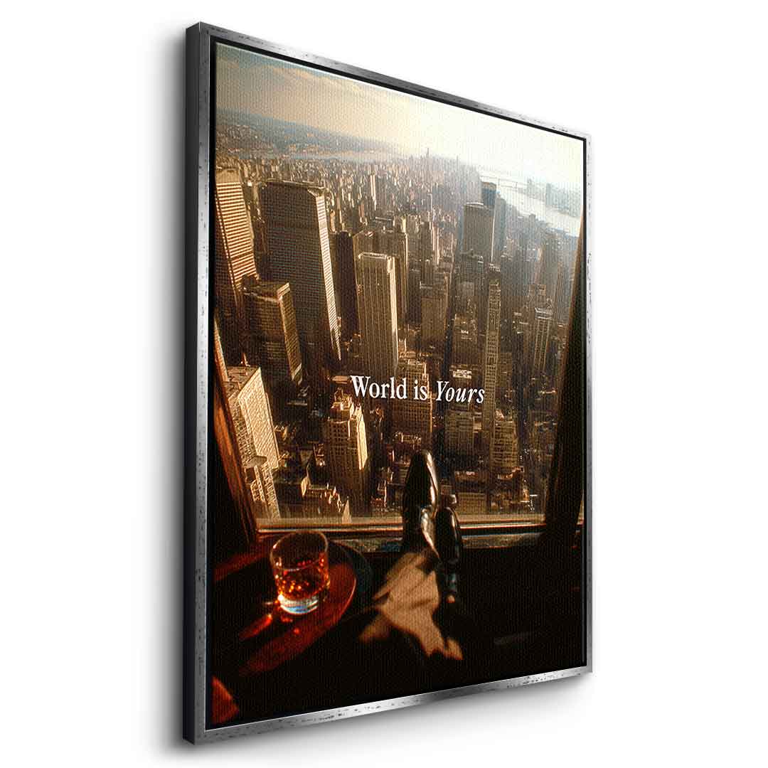 DOTCOMCANVAS World is Yours Leinwandbild Weiß Rahmen Seitenansicht