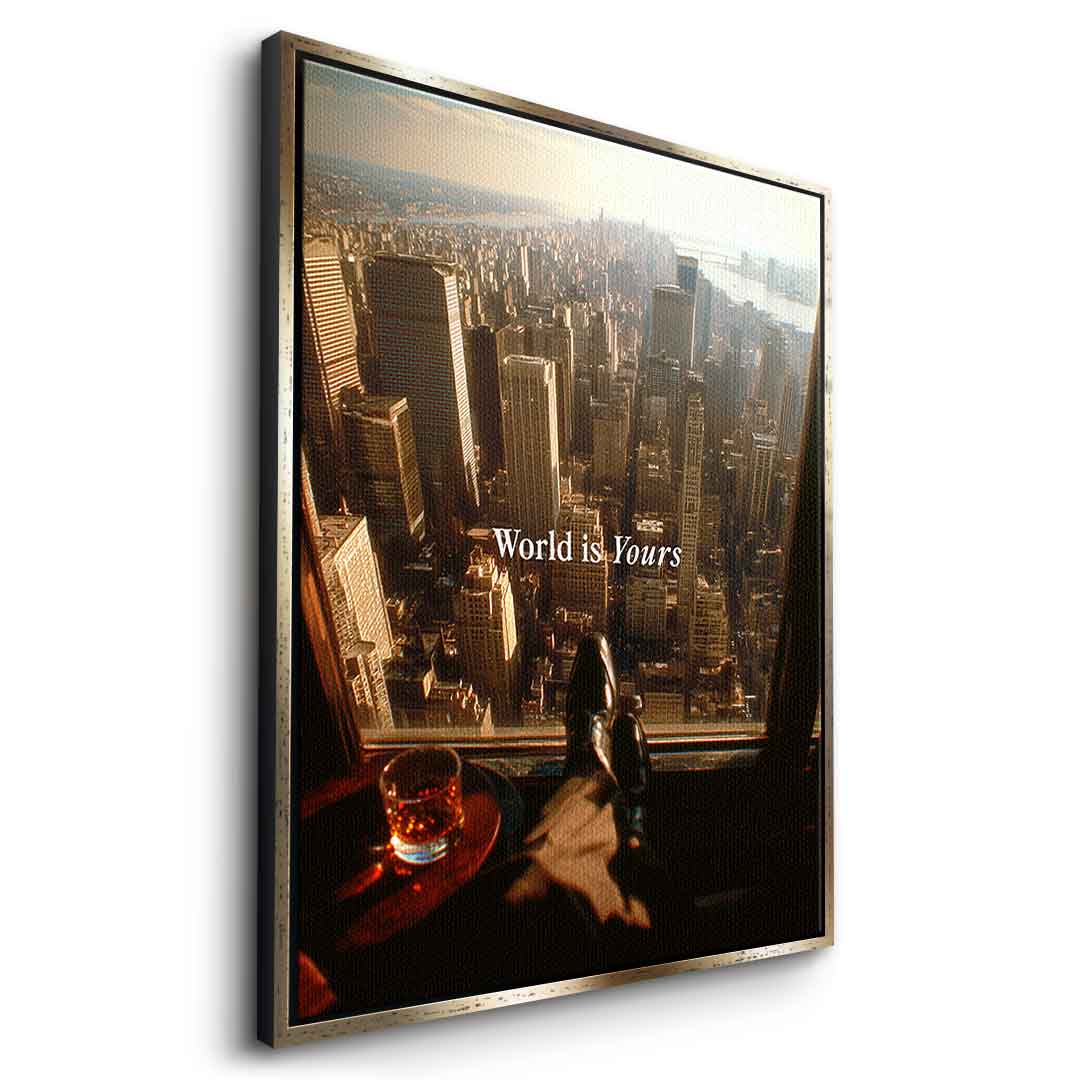 DOTCOMCANVAS World is Yours Leinwandbild Gold Rahmen Seitenansicht