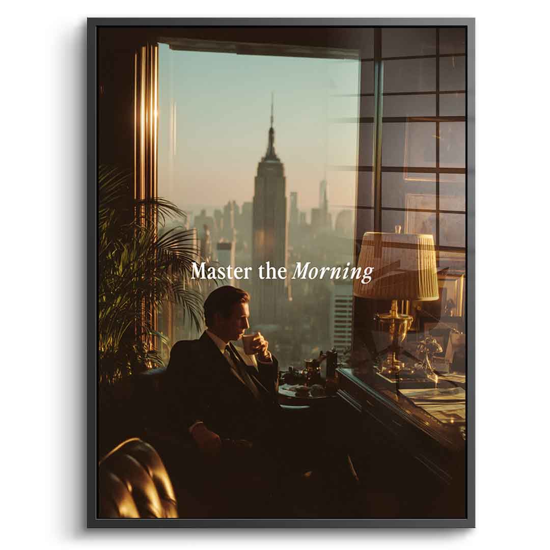 DOTCOMCANVAS Master the Morning Acrylglasbild Schwarz Rahmen Front