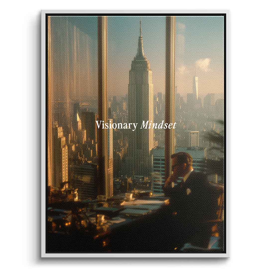DOTCOMCANVAS® Visionary Mindset Leinwandbild – Vorderansicht Weißer Rahmen