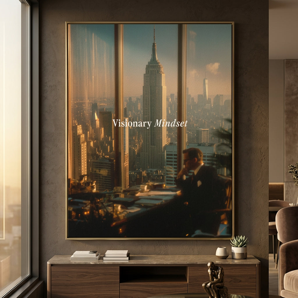 DOTCOMCANVAS® Visionary Mindset Leinwandbild – Raum-Mockup