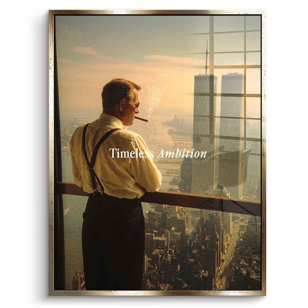 DOTCOMCANVAS Timeless Ambition Acrylglasbild Frontansicht goldener Rahmen