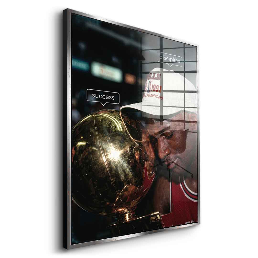 Success & Discipline Acrylglas Seitenansicht goldener Rahmen