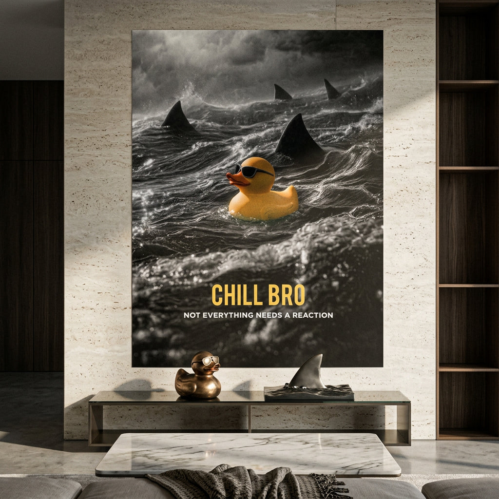 Poster Chill Bro Raum Mockup – Wohnzimmer Wandbild Humor