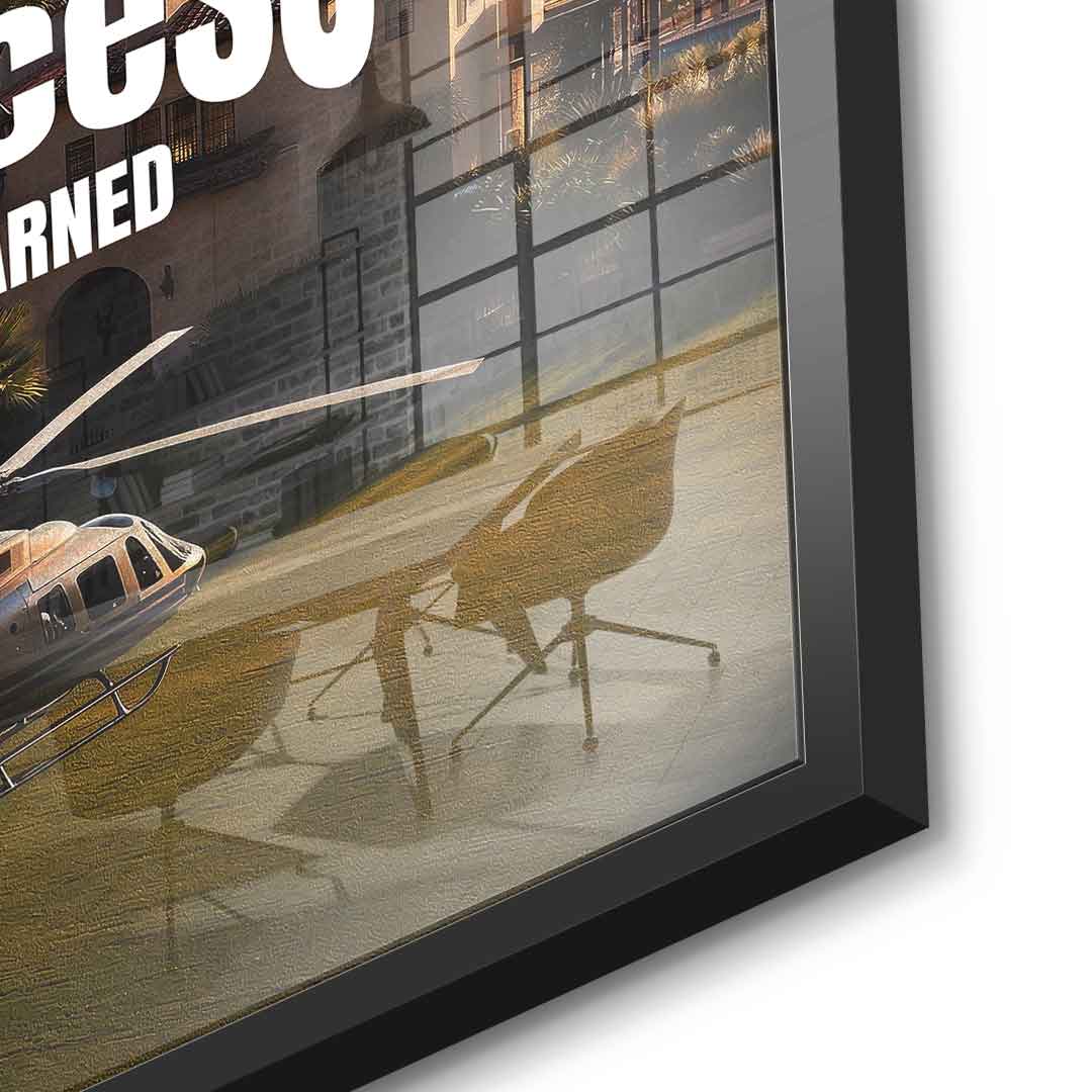 DOTCOMCANVAS Success is Earned Acrylglasbild Größenvergleich im Raum