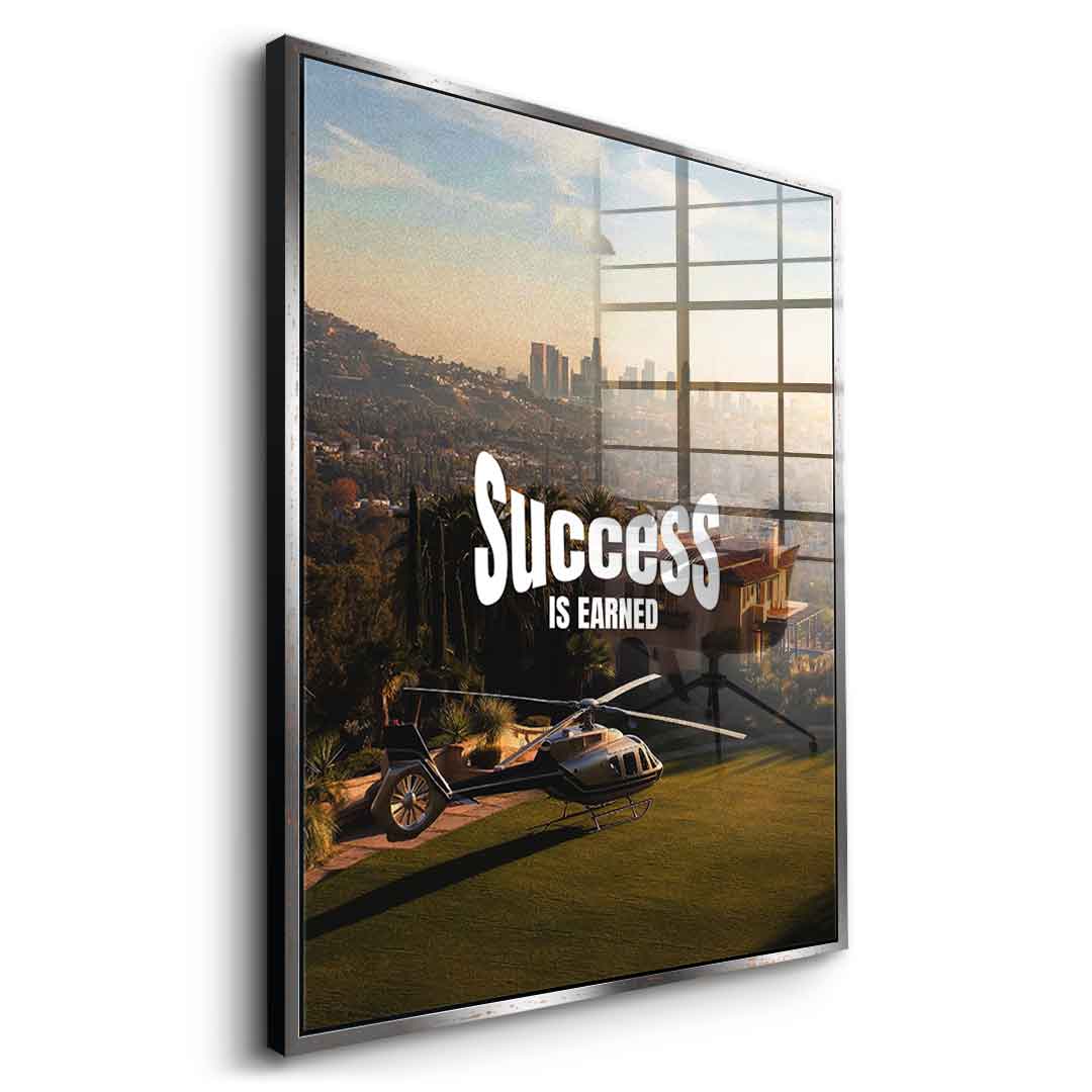 DOTCOMCANVAS Success is Earned Acrylglasbild Rückseite Aluminium-Distanzhalter