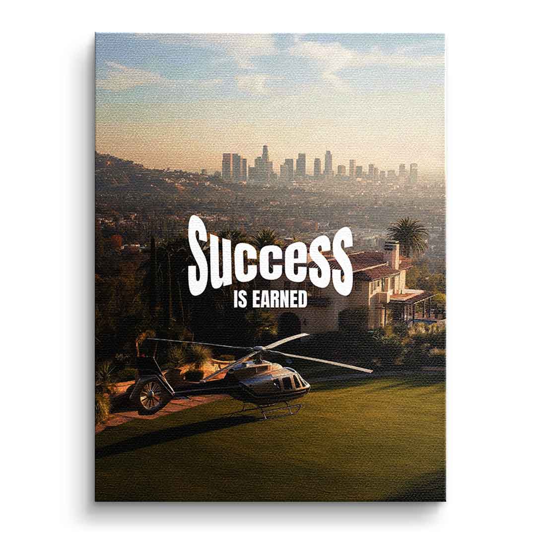 DOTCOMCANVAS Success is Earned Leinwandbild Premium Galerie-Wandbild Motivation Typografie