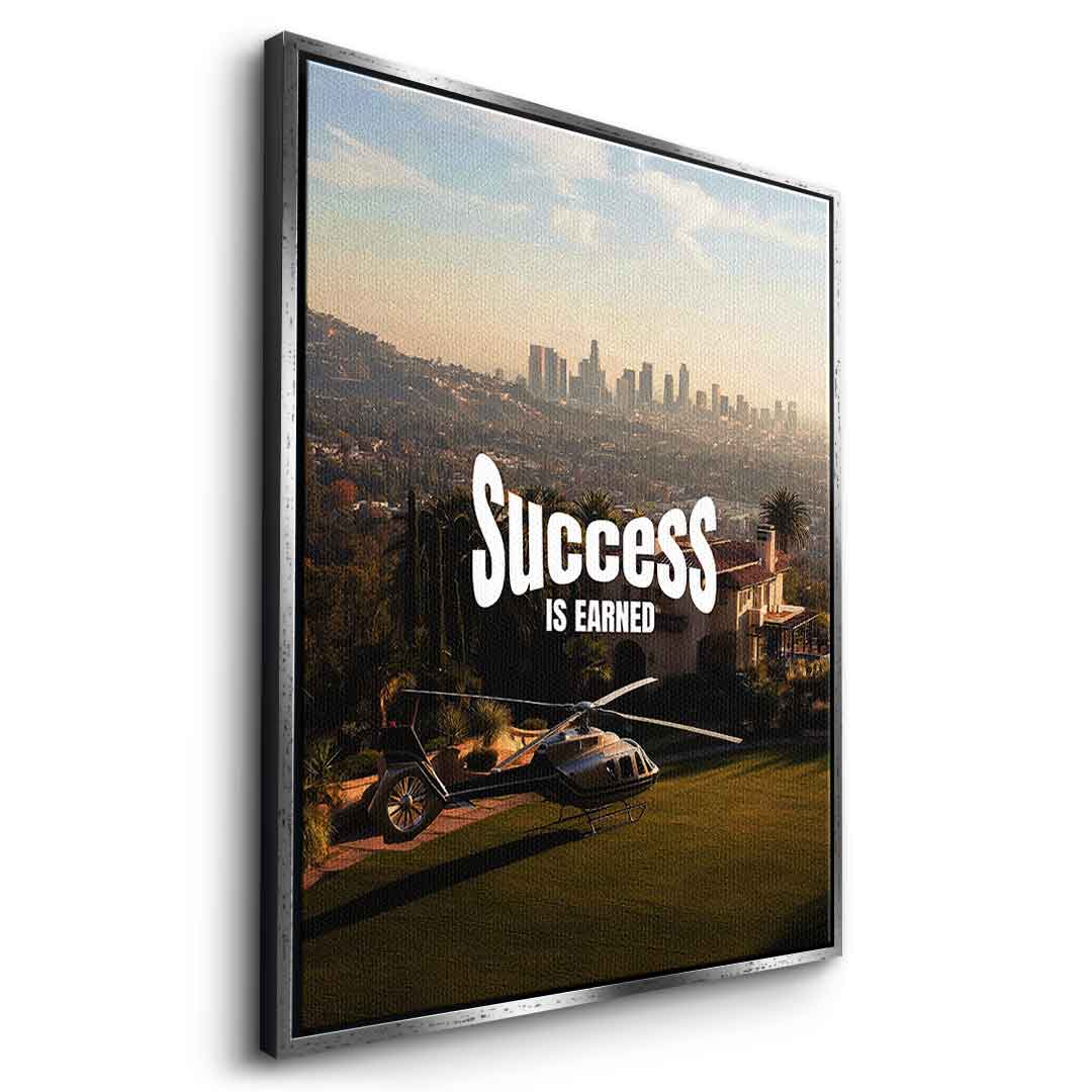 DOTCOMCANVAS Success is Earned Leinwandbild Eckendetail Bespannung