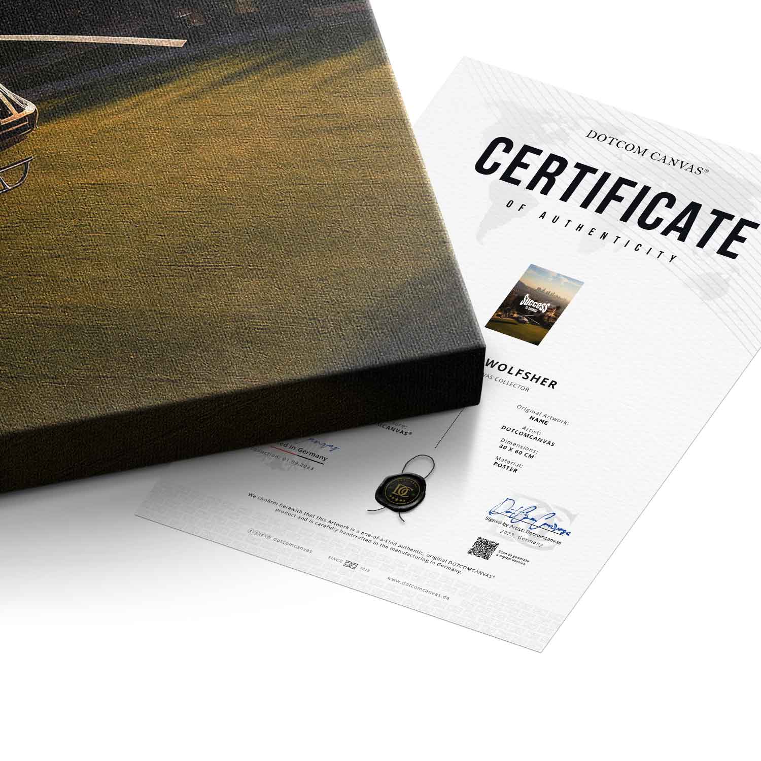 DOTCOMCANVAS Success is Earned Leinwandbild Marken-Qualitätsversprechen Made in Germany