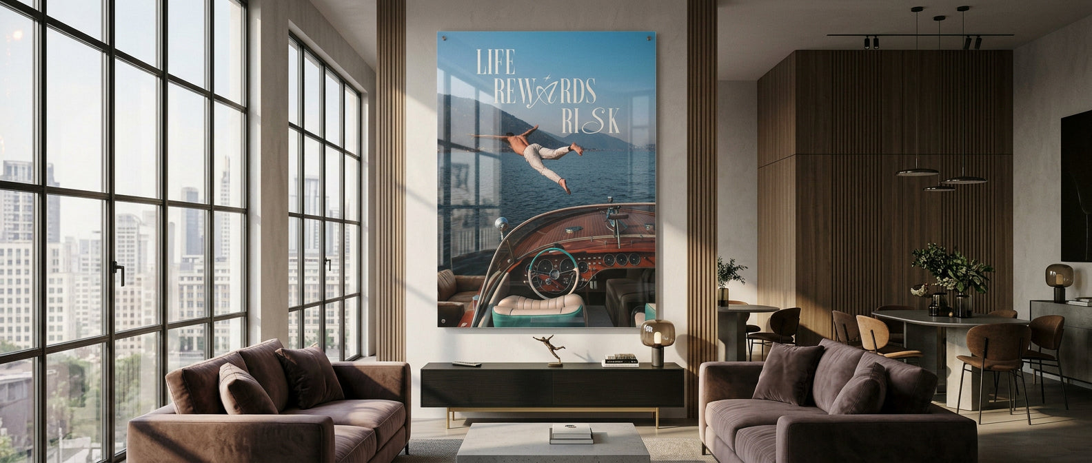DOTCOMCANVAS Life Rewards Risk Acrylglasbild Banner