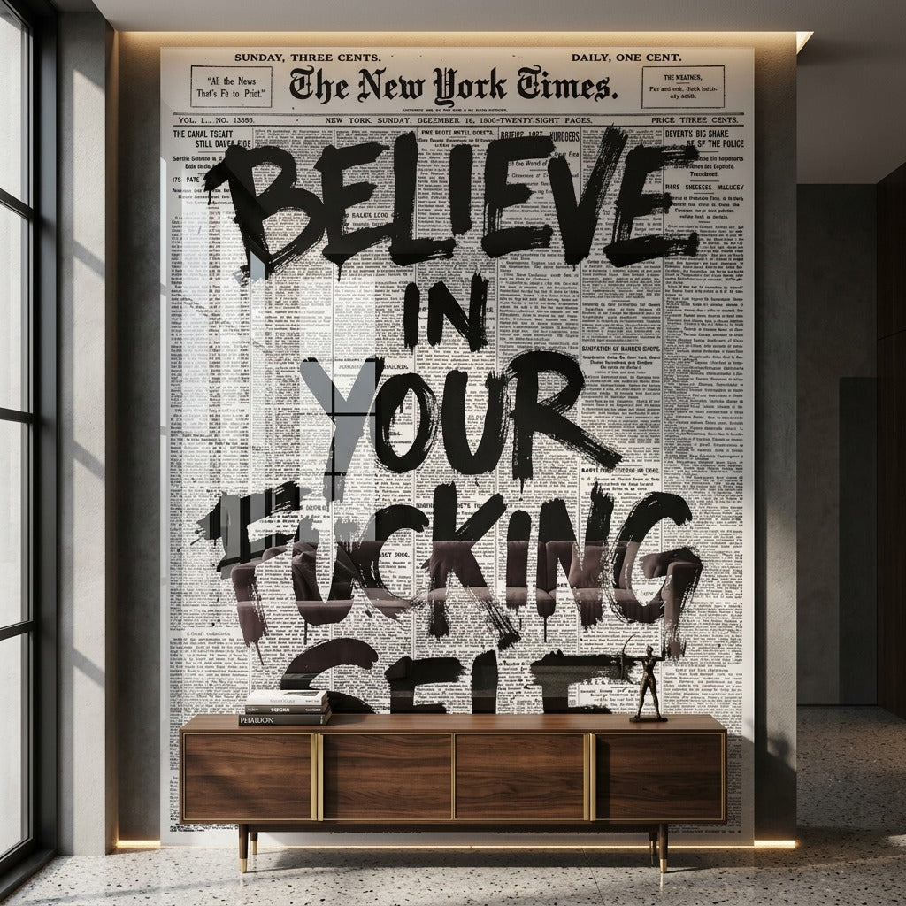 Believe in your f***ing self Acrylglas - Raum Mockup