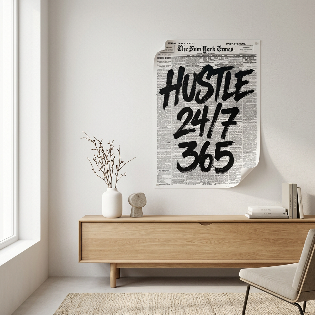 Hustle 24/7 Poster Raum-Mockup