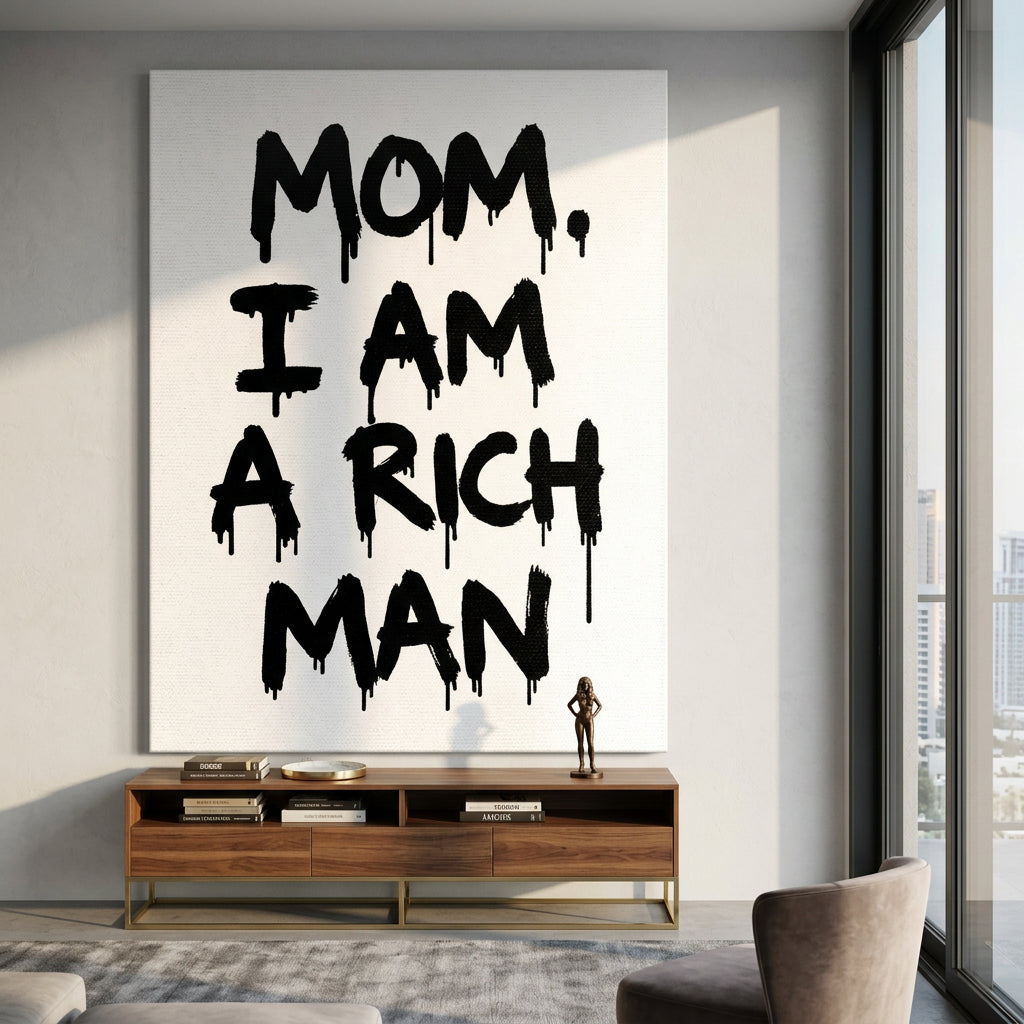 DOTCOMCANVAS Mom, I am a Rich, Man. Leinwandbild im Raum