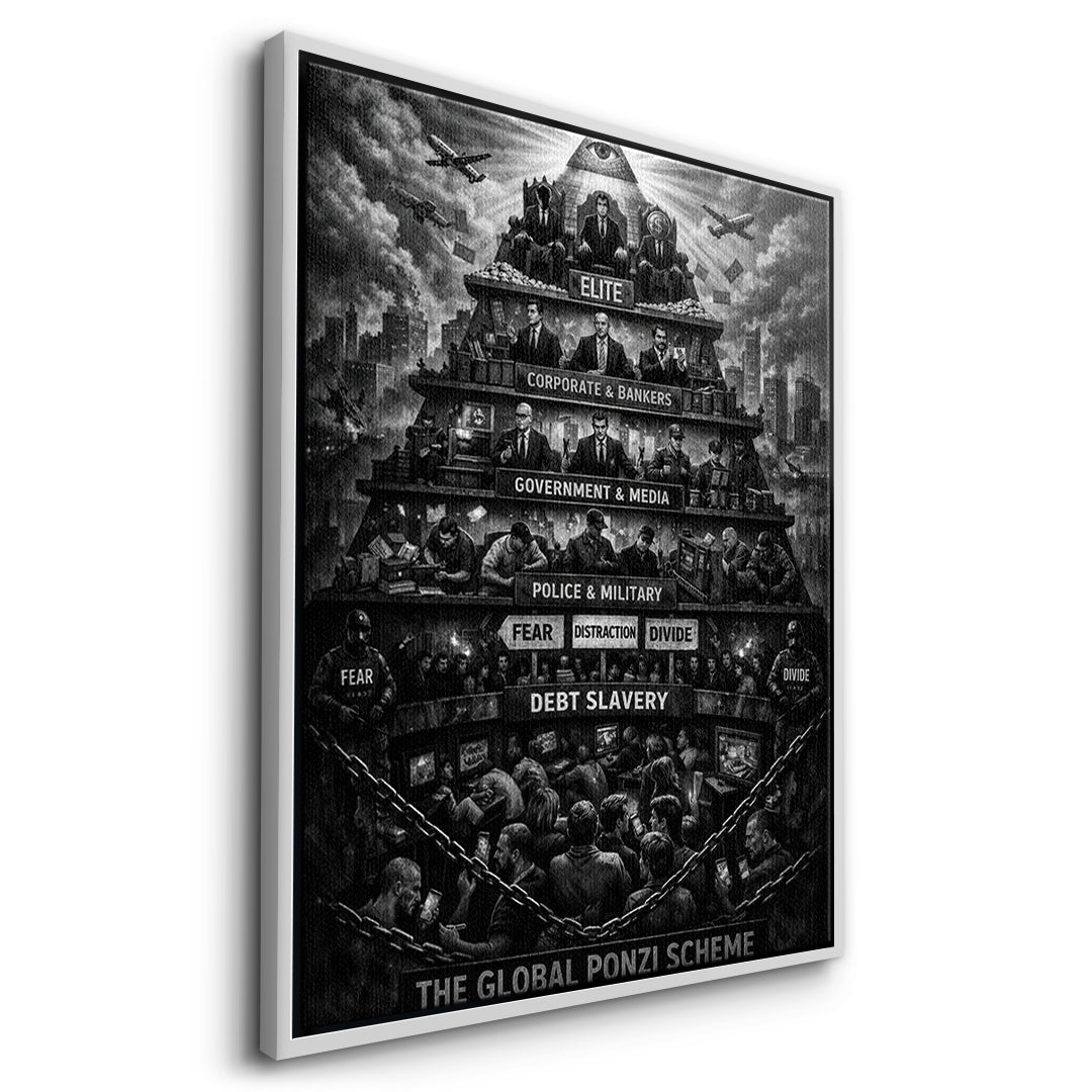Elite Pyramide Leinwand Seitenansicht weisser Rahmen