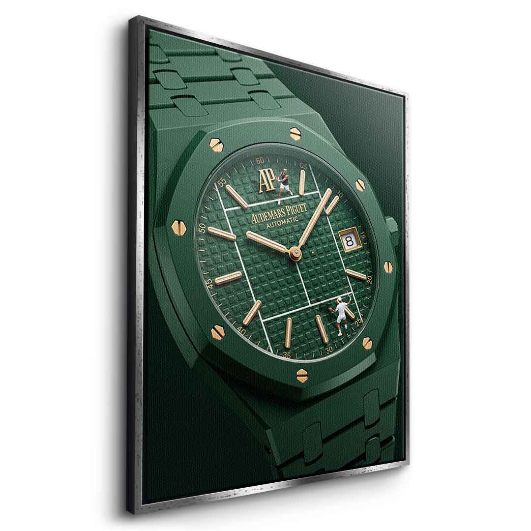 Luxury Timepiece – Tennis Leinwandbild Seitenansicht Weißer Rahmen