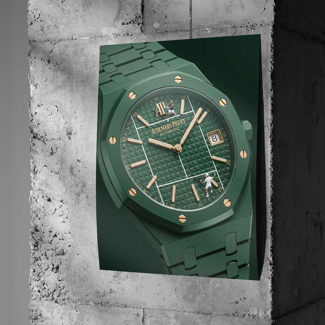 Luxury Timepiece – Tennis Poster an Betonwand