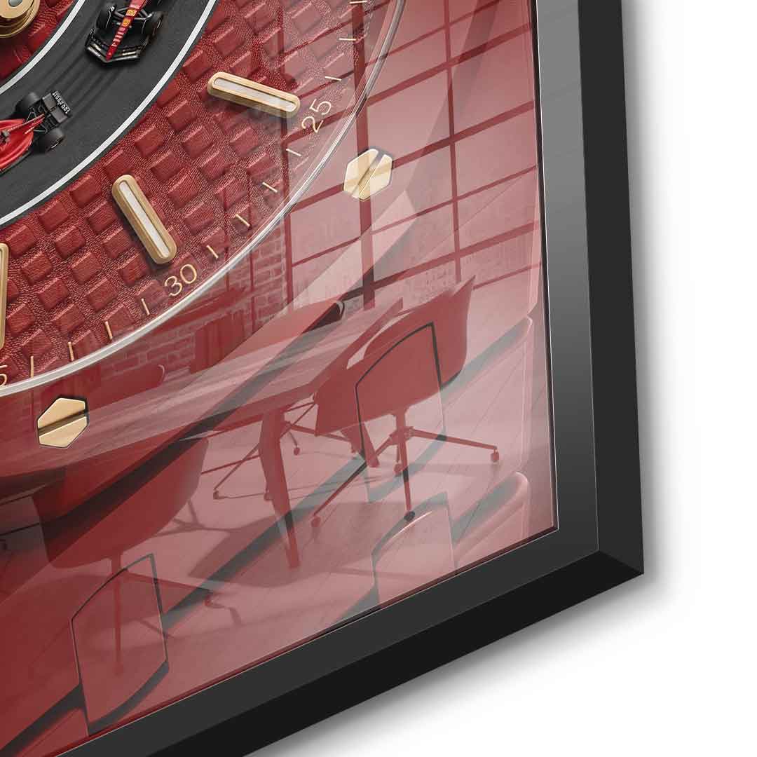 Luxury Timepiece Formula 1 Acrylglasbild Detail schwarzer Rahmen