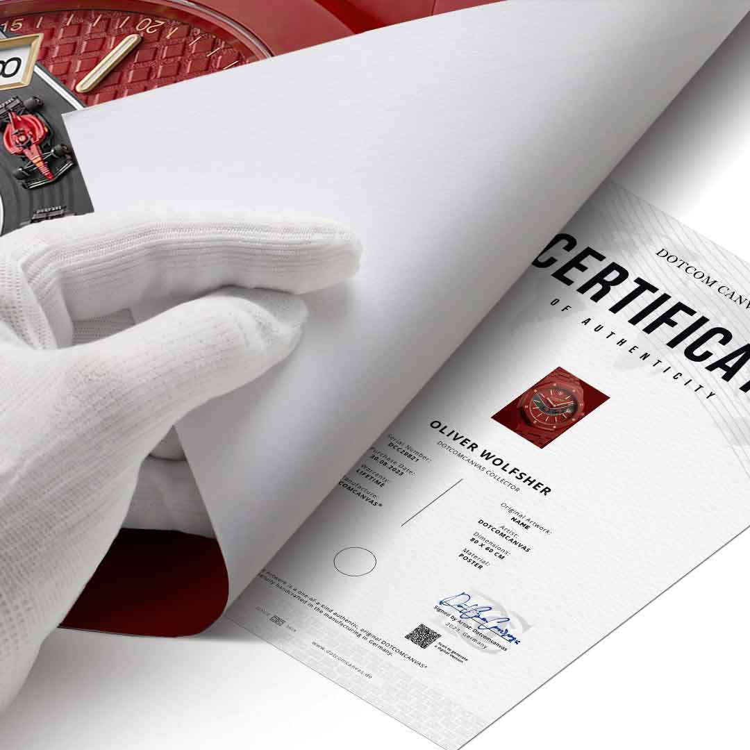 Luxury Timepiece Formula 1 Poster Echtheitszertifikat