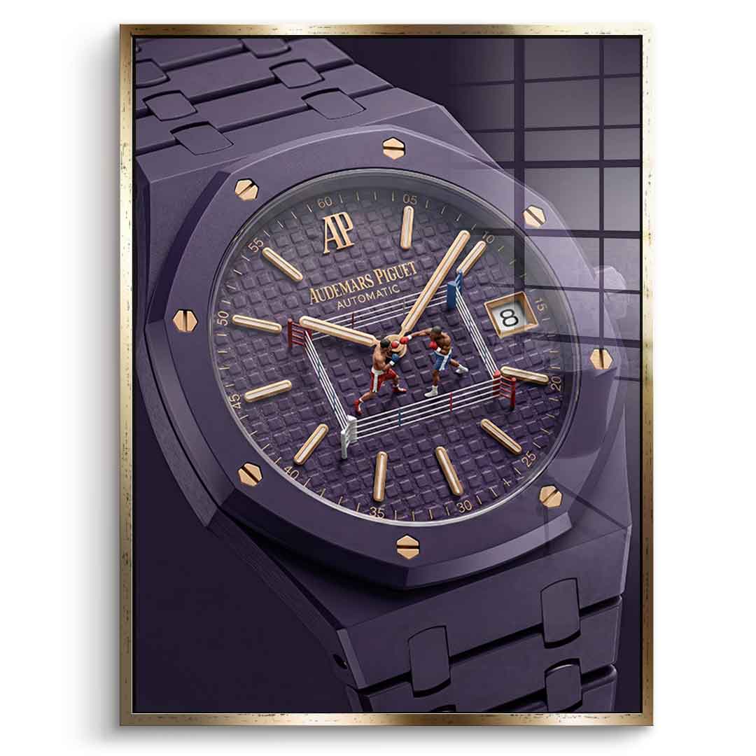 Luxury Timepiece – Boxing Acrylglasbild goldener Rahmen