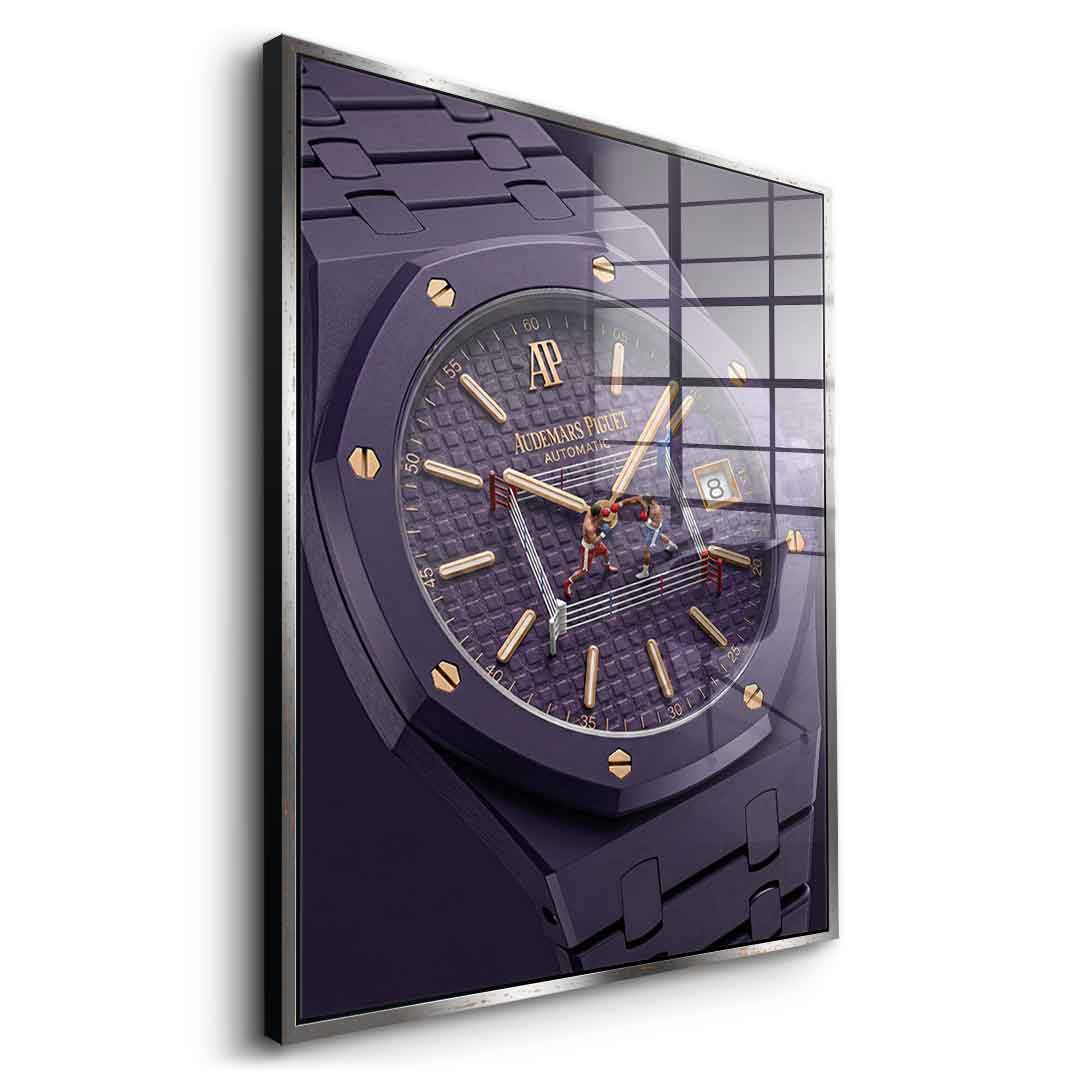 Luxury Timepiece – Boxing Acrylglasbild Seitenansicht goldener Rahmen