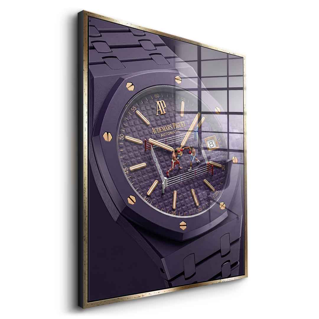 Luxury Timepiece – Boxing Acrylglasbild Seitenansicht silberner Rahmen