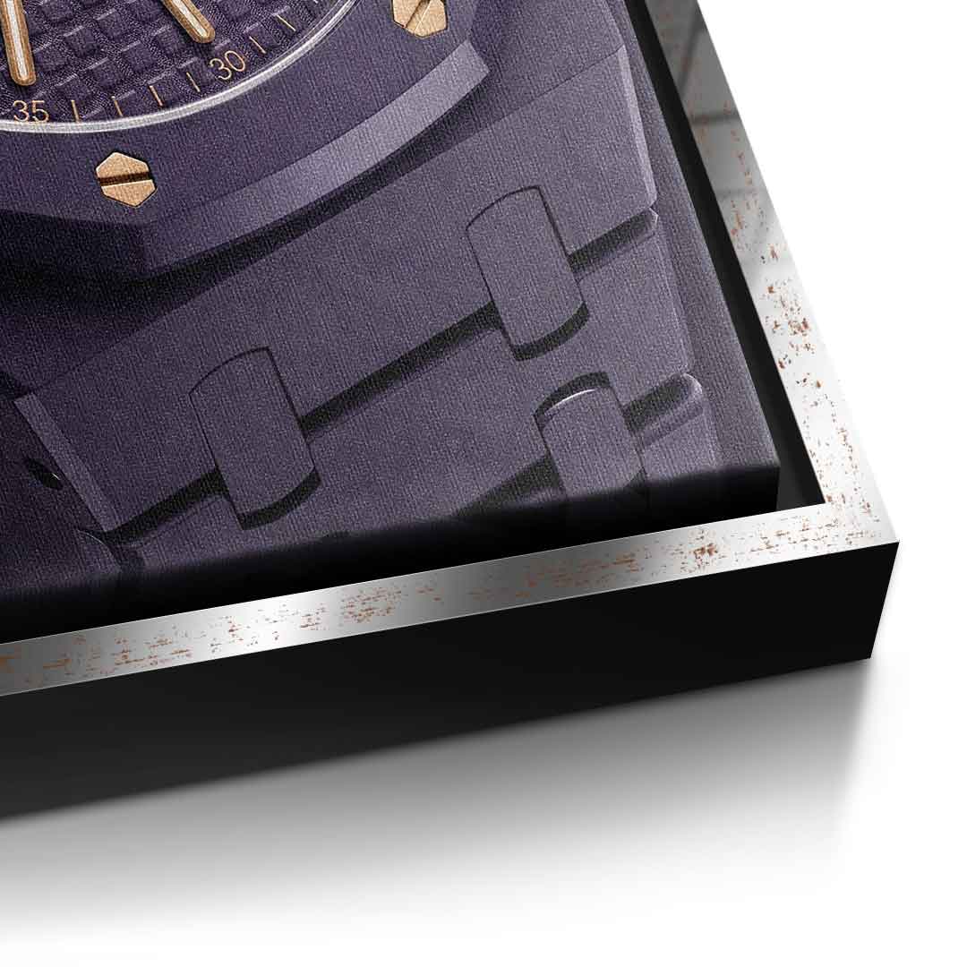 Luxury Timepiece – Boxing Leinwandbild Detail silberner Rahmen