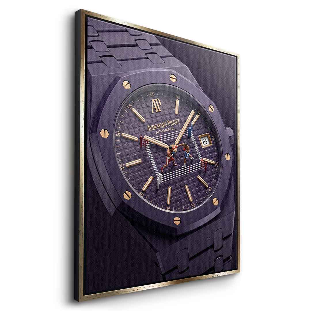 Luxury Timepiece – Boxing Leinwandbild Seitenansicht goldener Rahmen