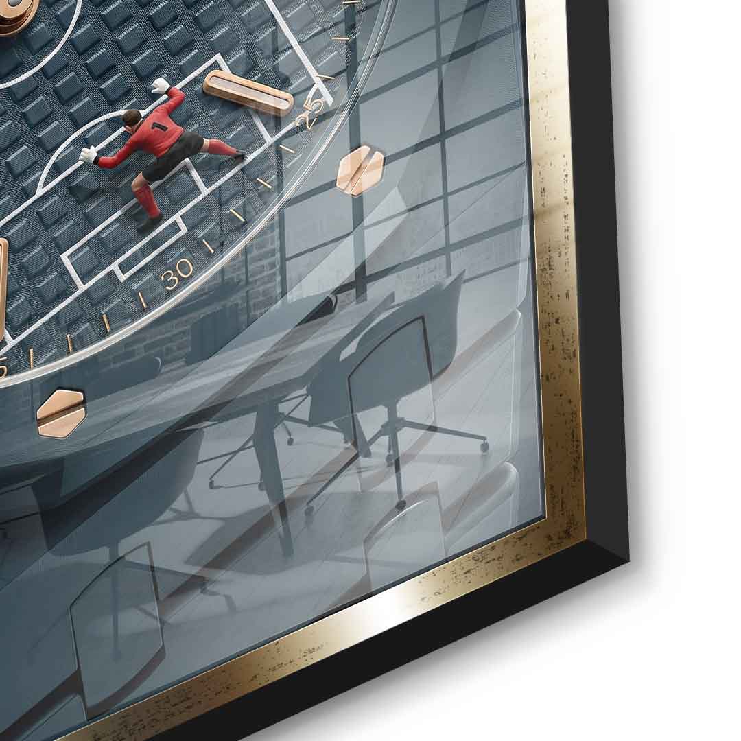 Luxury Timepiece – Football Acrylglasbild Detail Gold