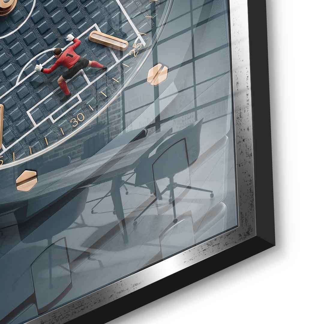 Luxury Timepiece – Football Acrylglasbild Detail Silber