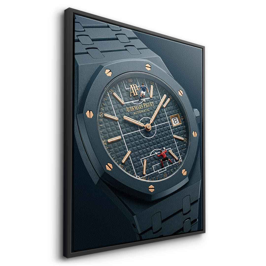 Luxury Timepiece – Football Leinwandbild Seitenansicht Schwarz