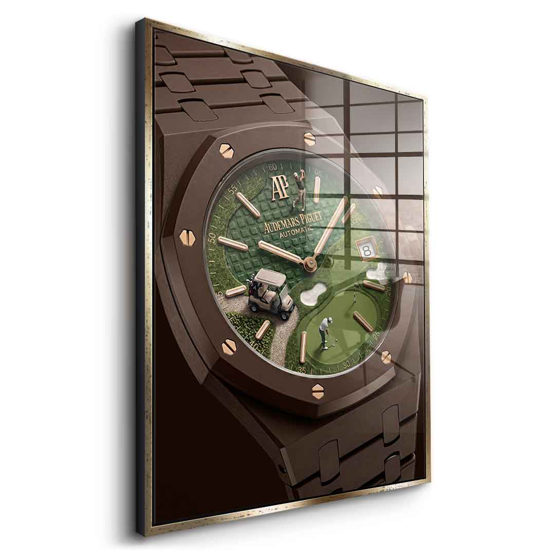 Luxury Timepiece – Golf Acrylglasbild Seitenansicht Silber