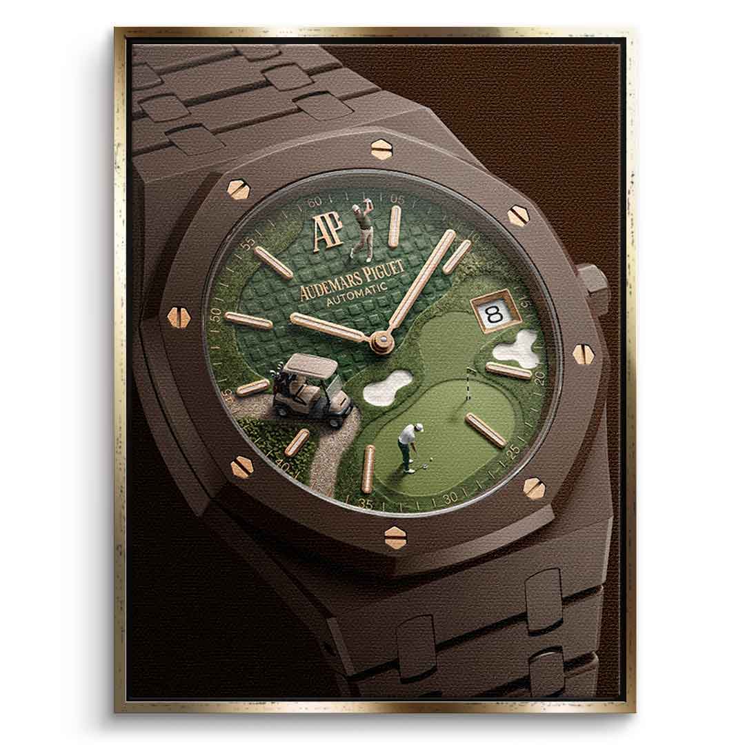 Luxury Timepiece – Golf Leinwandbild Goldener Rahmen