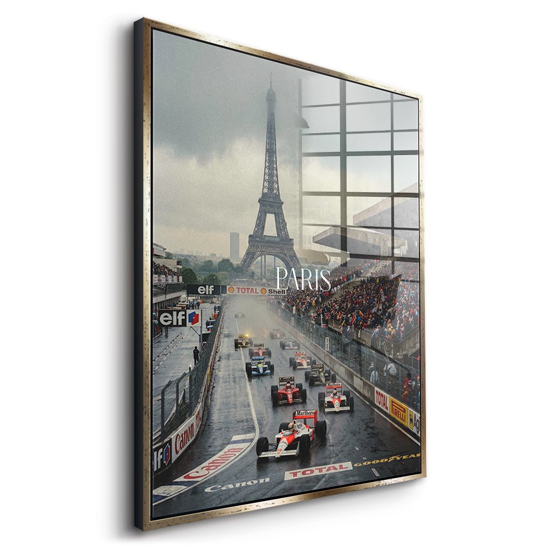 Paris F1 Acrylglas - Seitenansicht goldener Rahmen